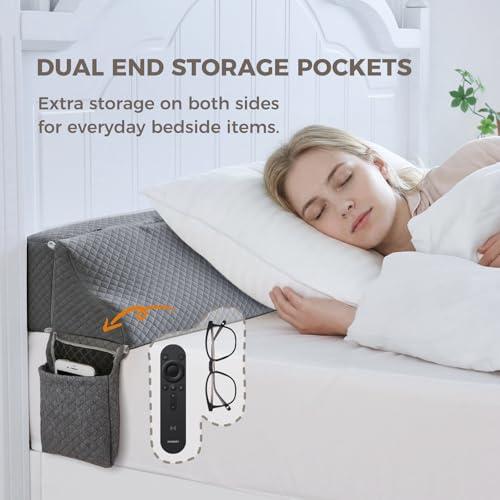 Couzssyhi King Size Bed Wedge Gap Filler Pillow Gray 76x10x6 Adjustable