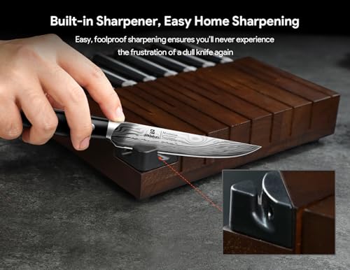 Piklohas Steak Knives Set of 8 with Drawer Organizer & Built-in Sharpener - Premium Cutlery