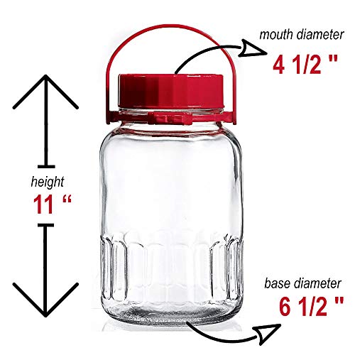 1 Gallon Glass Jar with Lid - Wide Mouth Airtight Food Storage & Fermentation