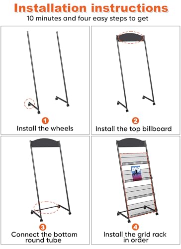 Floor-Standing Multi-Layer Magazine Rack with Wheels for Office & Exhibitions