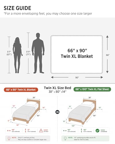 Twin XL Cotton Muslin Blanket - 4-Layer Linen Beige Bed Cover for Dorm