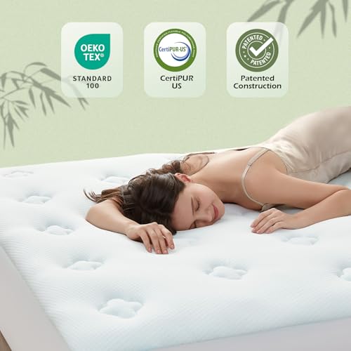 Hansleep White Twin XL Mattress Topper 1.5 Inch Memory Foam College Dorm