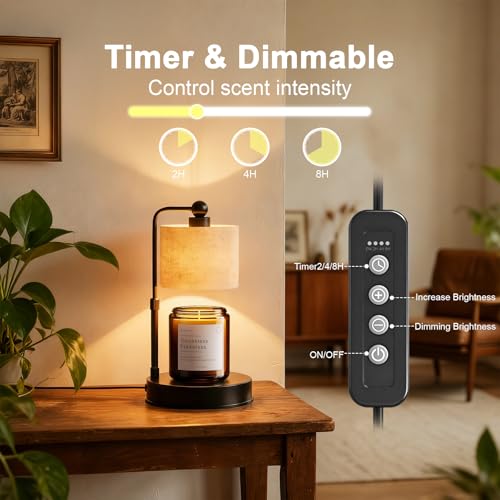 Bingyouth Flaxen Candle Warmer Lamp with Timer & Adjustable Height
