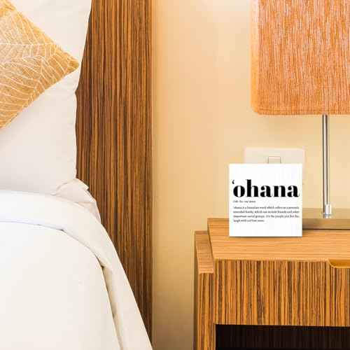 Ohana Definition Hawaii Rustic Home Office Decor Wooden Box Sign, Inspirational Hawaiian Gifts for Christmas Thanksgiving North Island Decorative Office Desk Accessories Table Shelf Decor Plaque Sign