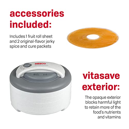 Food Dehydrator for Jerky and Snacks - 4 Trays, Adjustable Temp, White & Grey - Dehydrator