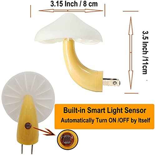 AUSAYE Blue Led Lamp Mushroom Nigh Light,Plug in Nightlight,Sensor Night Lights for Kids Adults Bedroom,Bathroom,Toilet,Stairs,Kitchen,Hallway Christmas Thanksgiving Gifts