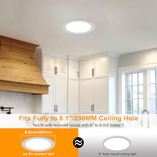 6 Pack 8 Inch LED Recessed Downlights with Dimmable 3CCT & Junction Box - White