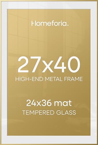 Champagne Gold Poster Frame 27x40 with White 24x36 Mat - Homeforia