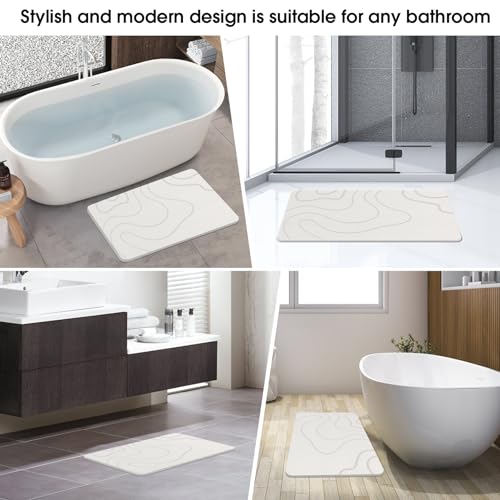 ZIKIBL White Diatomaceous Earth Stone Bath Mat - Quick Dry, Non-Slip Bathroom Rug