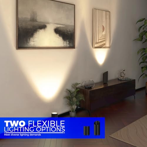 Indoor Uplighting Spotlight Set - 2700K E26, Black, 2 Pack, Detachable Lamp Head