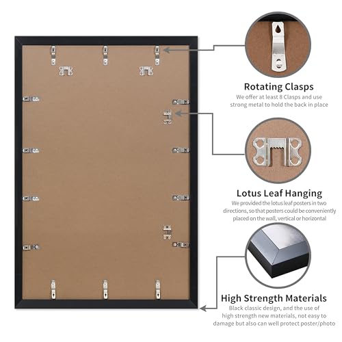 Black 24x36 Poster Frame Set - 2 Pack, HD Plexiglass Wall Art Frames