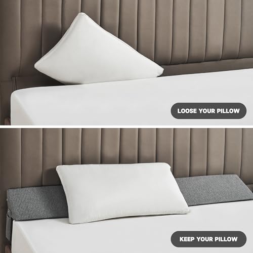 Dark Grey King Size Bed Wedge Pillow 76x6x10 for Headboard Gap Filling, Mattress Support