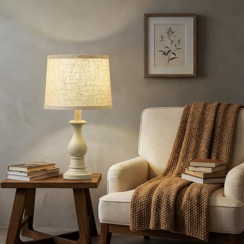 Antique White Set of 2 Vintage Bedside Table Lamps 18.5" for Bedroom & Living Room
