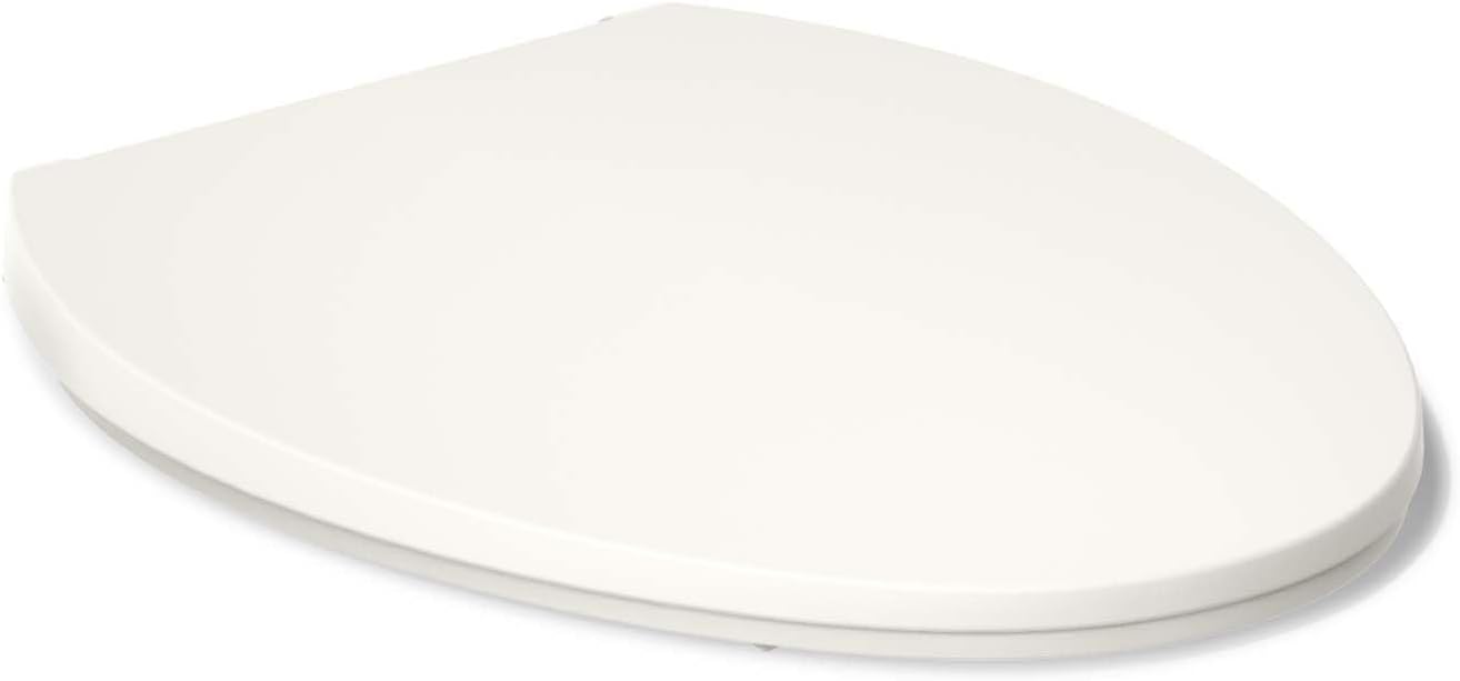 KOHLER K-27332-0 Glissade ReadyLatch Quiet Close Round Toilet Seat, White, Grip-Tight Hardware, Quiet Close Lid Prevents Slamming