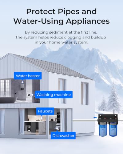 Waterdrop Whole House Water Filter System - Chlorine & Sediment Reduction, 10 x 4.5 inch