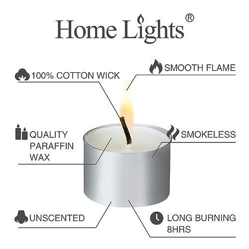 300 Pack Unscented Tealight Candles - Long 8-Hour Burn Time, Smokeless White Votive for Weddings, Holidays & Home Decor
