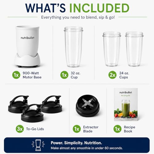 Personal Blender for Smoothies and Food Prep - 32oz & 24oz Cups, 900W Power