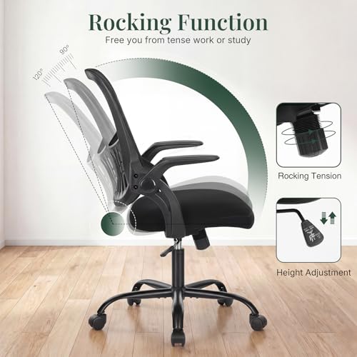 Ergonomic Office Desk Chair with Flip-Up Armrest & Lumbar Support