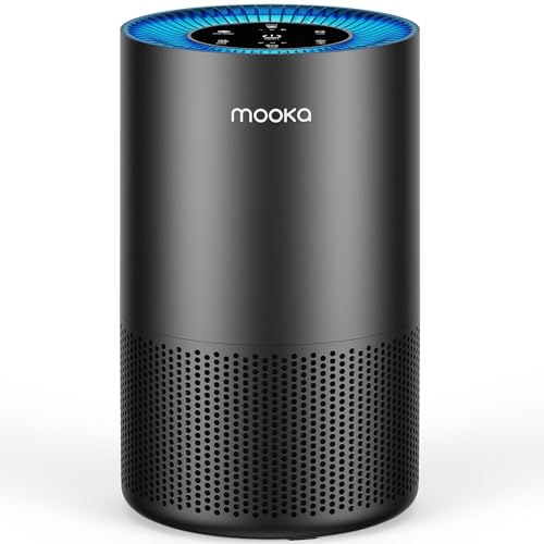 MOOKA AP-S0610L Black HEPA Air Purifier for Large Rooms up to 1300ft², Pet & Family Safe