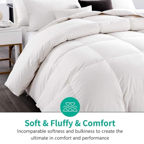 APSMILE White Queen Lightweight Down Feather Fiber Duvet Insert - Summer Comforter