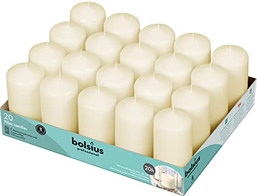 Ivory Pillar Candles 2x4 Inches - 20 Pack Dripless Smokeless Set - Premium Quality