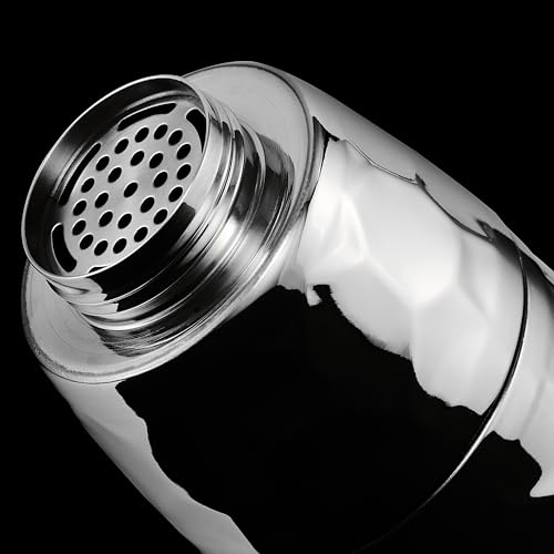 HexClad 25 oz Chrome Vacuum Insulated Cocktail Shaker with Jigger & Strainer