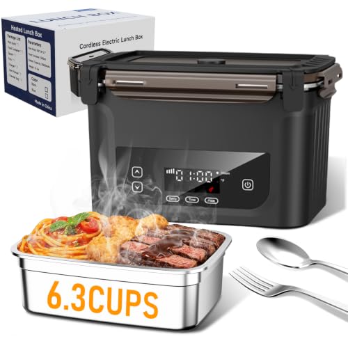 Cordless Electric Heated Lunch Box with 6.3-Cup Capacity - Ice Blue