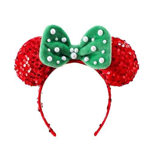 KARETT Sequins Mouse Ears Headband With Glitter Bow Cosplay Costumes Princess Party Decorations For Girls Women