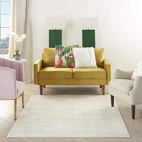 Outdoor Area Rug 5x7 Ivory Beige Low Pile Indoor Outdoor Rug