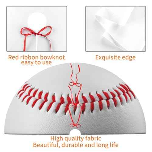 Sport Baseball Ball 36 Inch Christmas Tree Skirt Round Winter Snow Suitable for Christmas Xmas Halloween Holiday Party Decor Decoration Occasion