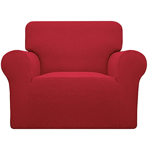 Easy-Going Small Christmas Red Stretch Chair Slipcover with Arm - Washable