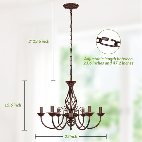 6-Light Farmhouse Candle Chandelier for Dining Room, Oil Rubbed Brown