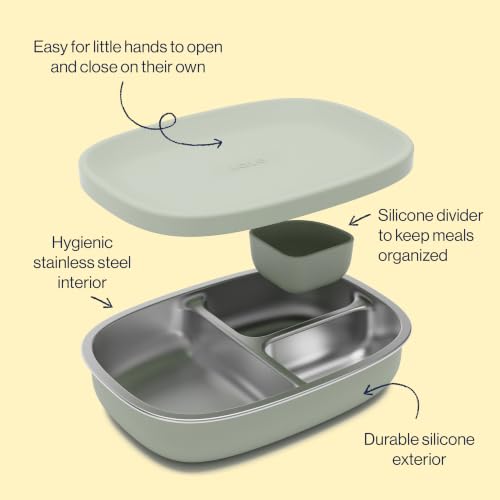 Sage Lalo Bento Box for Kids - Non-Toxic Stainless Steel & Silicone, Dishwasher Safe
