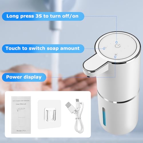 2 Pack Touchless Automatic Foaming Soap Dispensers - White, Hygienic Bathroom & Kitchen