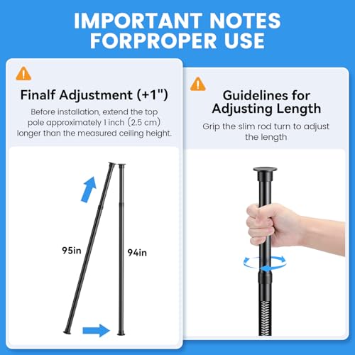Aitatty Black Adjustable Shower Caddy Tension Pole Rustproof Corner Bathroom Shelf