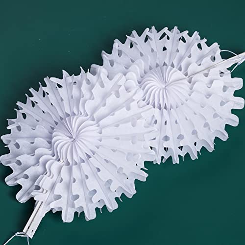 12pcs Winter Wonderland Snowflake Party Decorations Set: White Paper Fan Decor Snowflakes Garlands Banner for Frozen Birthday, Christmas, Baby Shower, Wedding
