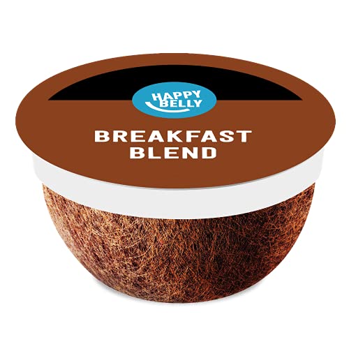 Happy Belly Breakfast Blend Coffee Pods - 96 Count, Light Roast, Compostable, Compatible with K-Cup Brewer