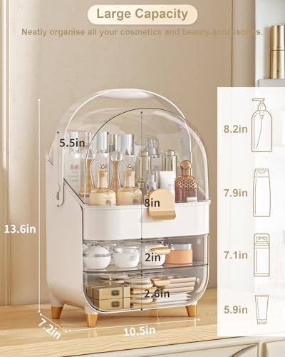 Anylady White Makeup Organizer with 3 Tiers for Vanity & Countertop