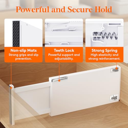 Lifewit Adjustable Drawer Dividers 6" Tall, Expandable & Non-Slip, Fits 13.5-22" Drawers (Set of 8)