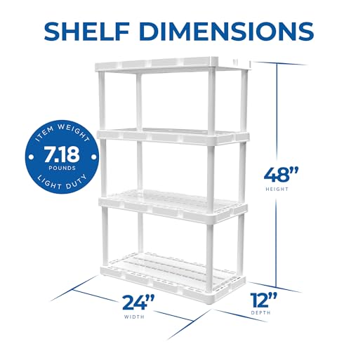 Gracious Living 4-Pack White Storage Shelves & Racks, 4 Solid Fixed-Tier Units