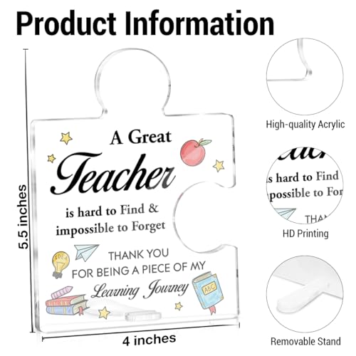 QODMGD Teacher-B Acrylic Puzzle Piece Plaque Gift for Teacher Appreciation - Office Decor