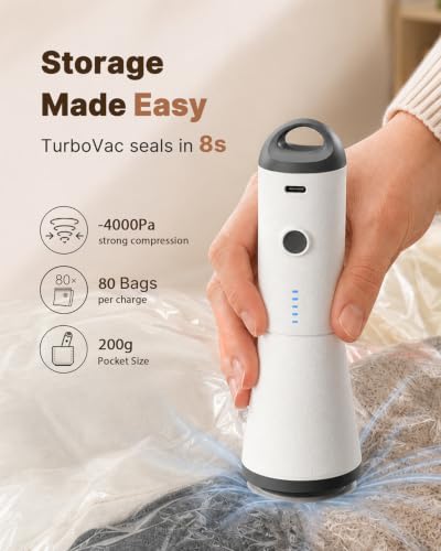 Vacbird Travel Vacuum Storage Bags 12 Pack with Rechargeable Cordless Pump | Space Saver Compression Packing for Clothes & Bedding