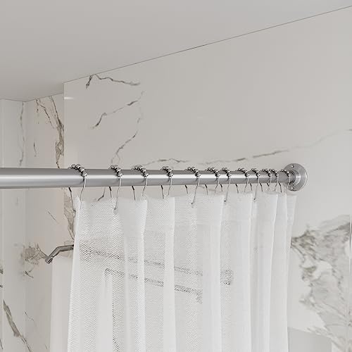 Naiture 304 Stainless Steel 60-Inch Shower Curtain Rod - Brushed Nickel - Seamless, Rust-Proof, Heavy Duty