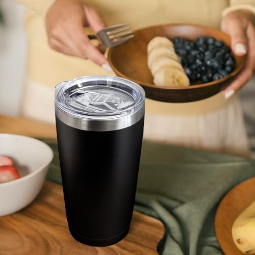 YOUKE OLA 16-Pack 20oz Stainless Steel Insulated Travel Tumblers with Lids & Straws, Matte Black
