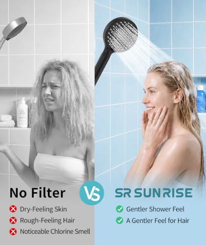 Filtered Shower Head with Handheld & 9 Spray Modes - Black + 1 Filter - 2.5 GPM