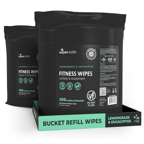 Wipex Gym Wipes Refill Roll - 800 Count Plant-Based Surface & Yoga Mat Cleaner, Lemongrass, Eucalyptus | Pack of 1