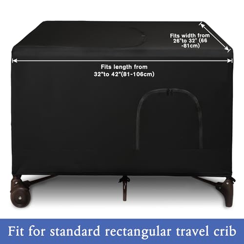 Blackout Cover for Pack N Play - Travel Baby Tent, Breathable & Darkening, Black 1