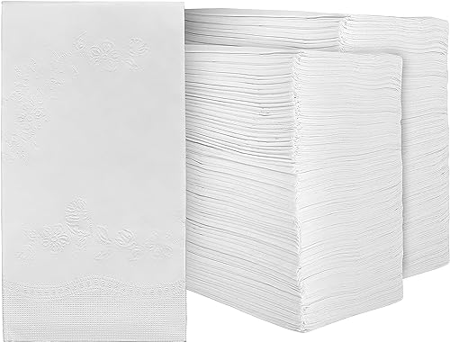 400 Pack White Disposable Dinner Napkins 2-Ply - Elegant Guest & Wedding Use