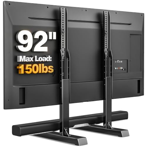 Black Universal TV Stand Legs for 37-92 Inch TVs - Adjustable Table Top Base