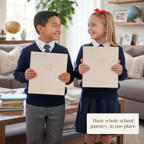 School Years Memory Book & Photo Album Keepsake - Beige, Preschool to 12th Grade
